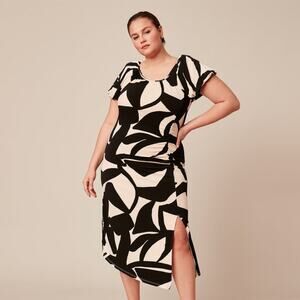 11 Honore Aliyah Women's Knit Bodycon Abstract Side Slitt Dress Size 2 (18W/20W)